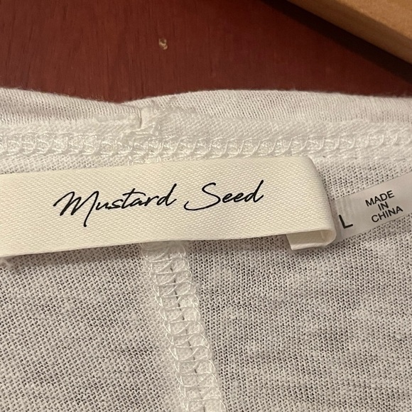 Mustard Seed Women Sz Large White One Pocket Tee - Picture 4 of 7